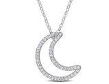 1/5 Carat (ctw) Diamond Moon Charm Pendant Necklace in Sterling Silver with Chain